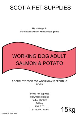 Hypoallergenic Salmon and Potato Dog Food – Scotia Working Dog – 15Kg