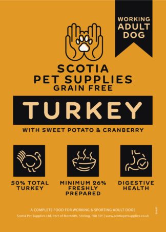 Grain Free Turkey with Sweet Potato & Cranberry – Scotia Working Dog – 13.5kg
