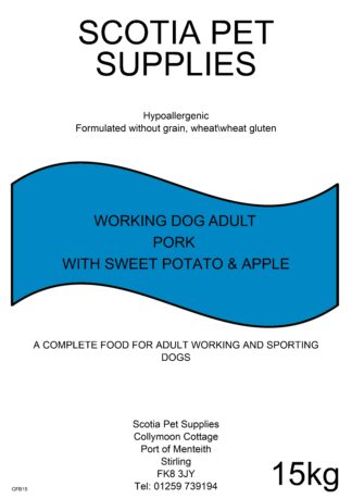Grain Free,Pork with Sweet Potato & Apple-Scotia Working Dog-15kg